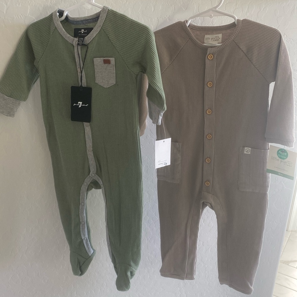 Green and beige onsie